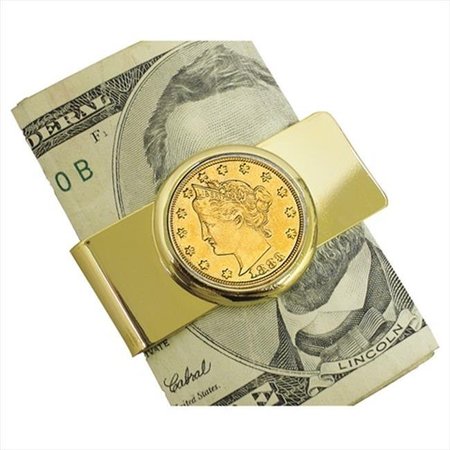 AMERICAN COIN TREASURES American Coin Treasures 12326 1883 First-Year-of-Issue Gold-Layered Liberty Racketeer Nickel Goldtone Money Clip 12326